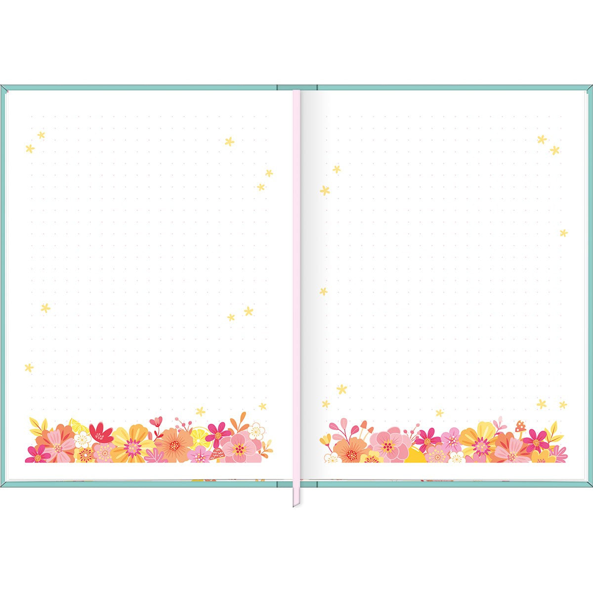 Agenda Costurada Diária 12,3 x 16,6 cm Charme 2025 - Fundo Azul Escuro - Flores - Sortido