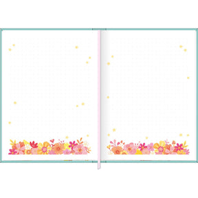 Agenda Costurada Diária 12,3 x 16,6 cm Charme 2025 - Fundo Azul Escuro - Flores - Sortido