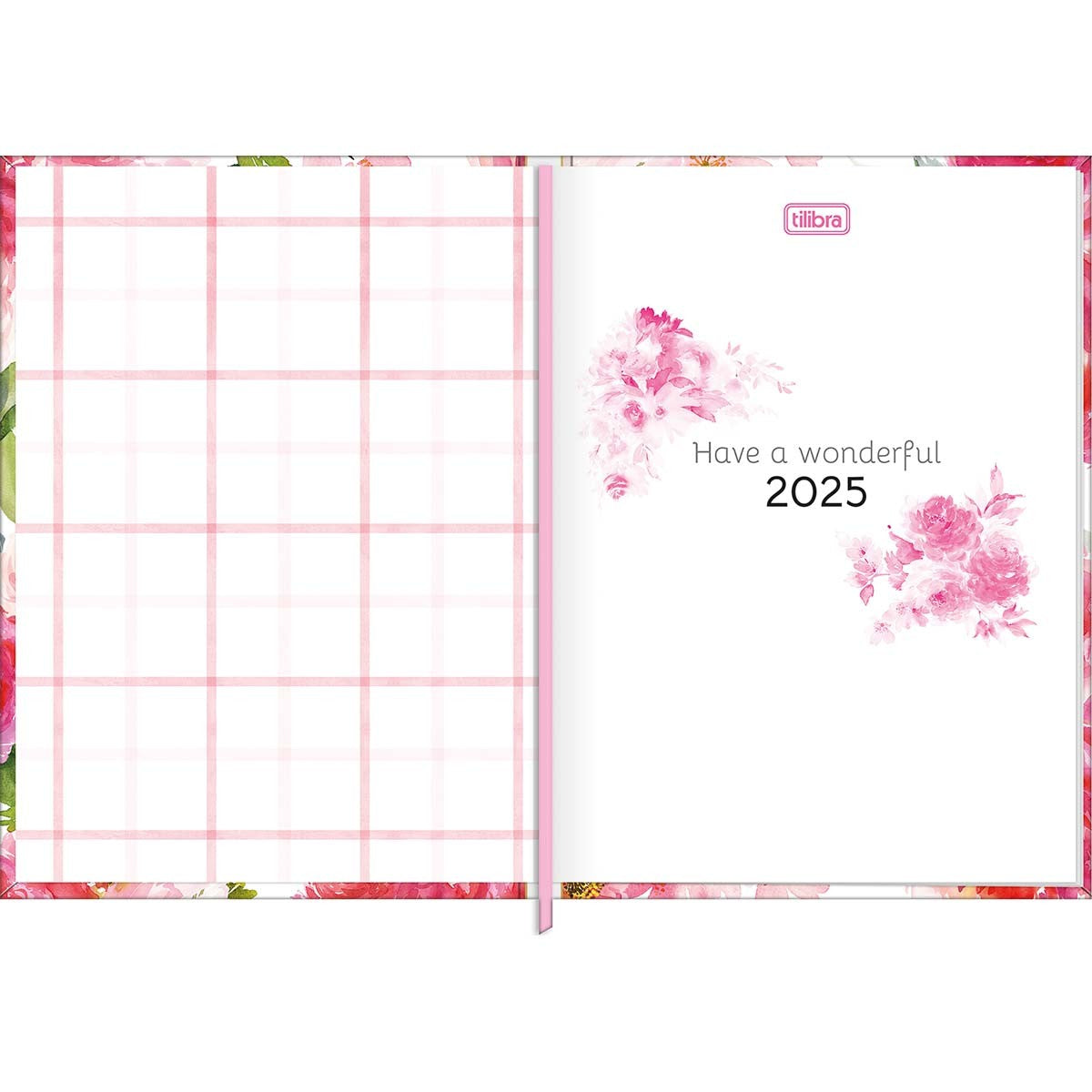 Agenda Costurada Diária 12,3 x 16,6 cm Feminine 2025 - Flores Azul - Sortido