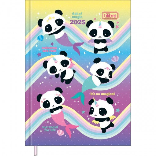 Agenda Costurada Mini 7,8 x 10,8 cm Lovely Friend 2025 - Fundo Colorido Ondas - Sereias - Sortido