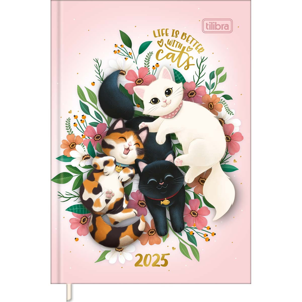 Agenda Costurada Petit 10,5 x 14,8 cm Purrfect Cats 2025 - Life Is Better With Cats - Sortido