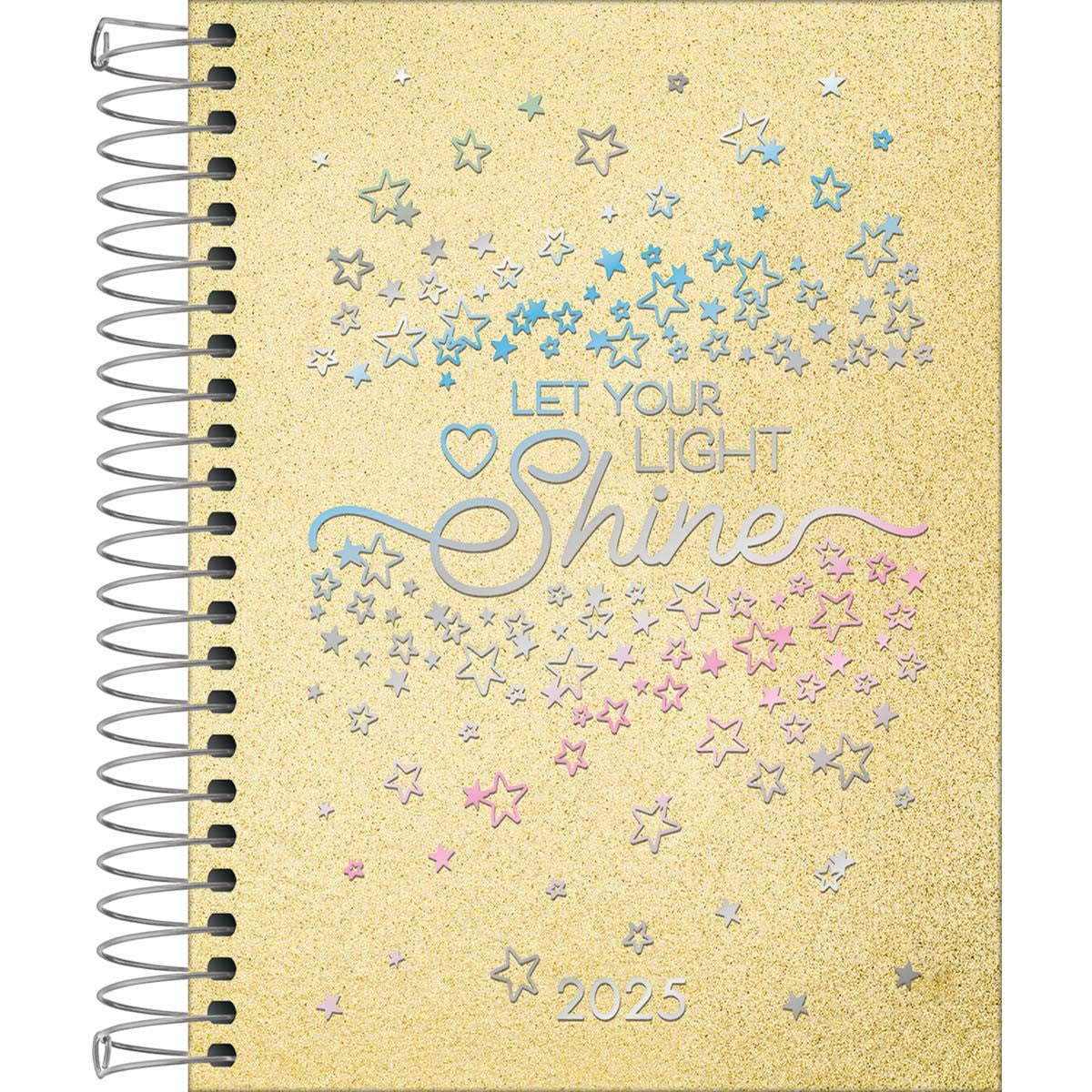 Agenda Espiral Diária 11,7 x 16,4 cm Shine 2025 - Dourado - Sortido