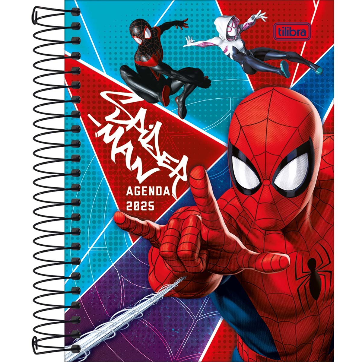 Agenda Espiral Diária 11,7 x 16,4 cm Spider-Man 2025 - Spider-Man Três Spiders - Sortido