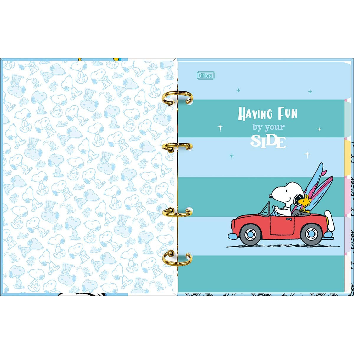 Caderno Argolado Cartonado Colegial Snoopy 80 Folhas