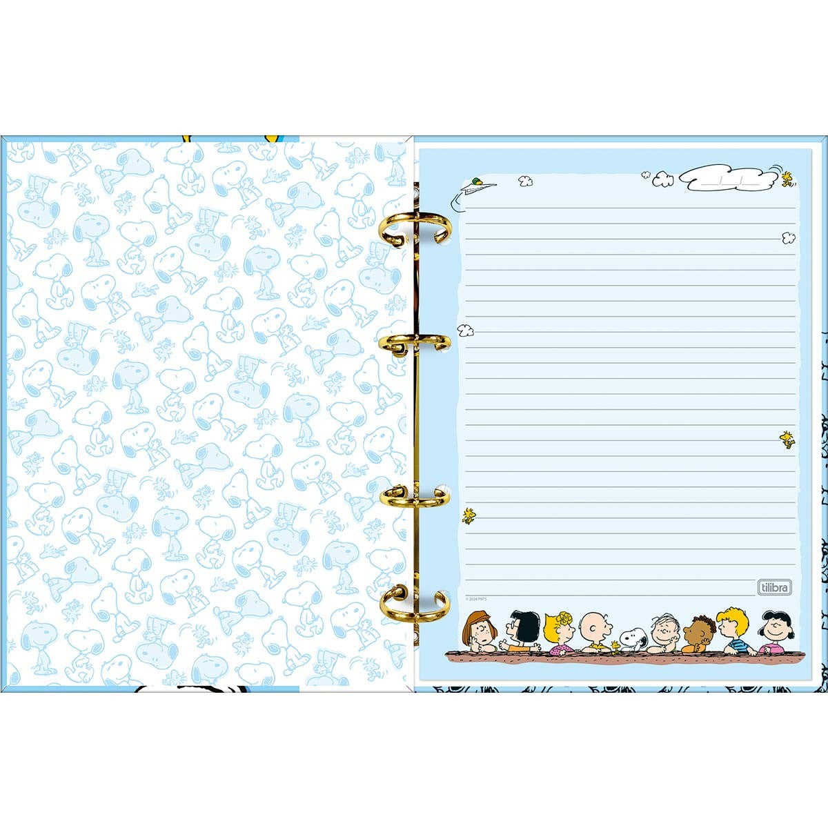 Caderno Argolado Cartonado Colegial Snoopy 80 Folhas