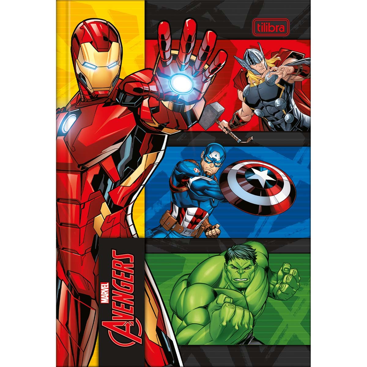 Caderno Brochura Capa Dura 1/4 Avengers 48 Folhas (Pacote com 5 unidades)