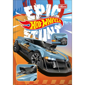 Caderno Brochura Capa Dura 1/4 Hot Wheels 48 Folhas (Pacote com 5 unidades)