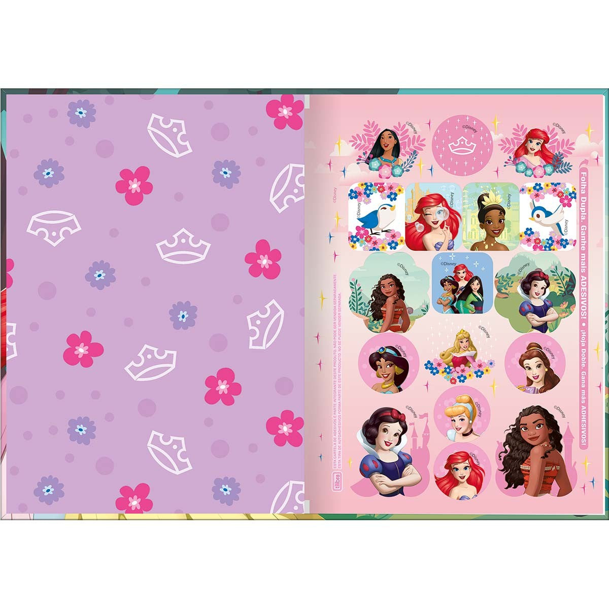 Caderno Brochura Capa Dura 1/4 Princesas 48 Folhas (Pacote com 5 unidades)