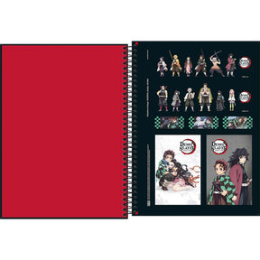 Caderno Espiral Capa Dura Universitário 1 Matéria Demon Slayer 80 Folhas - 4 Personagens - Fundo Colorido