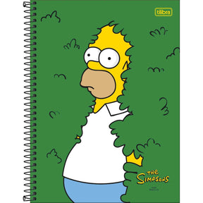 Caderno Espiral Capa Dura Universitário 1 Matéria Simpsons 80 Folhas - Fundo Verde - Homer