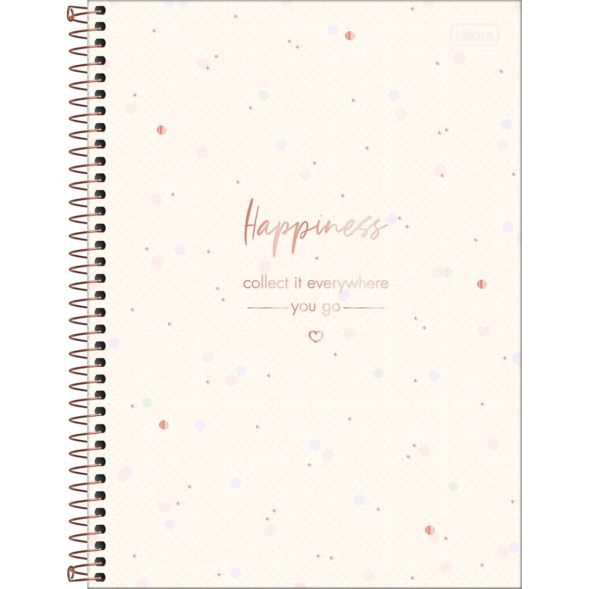 Caderno Espiral Capa Dura Universitário 1 Matéria Soho 80 Folhas - Bolinhas Pequenas - Happiness