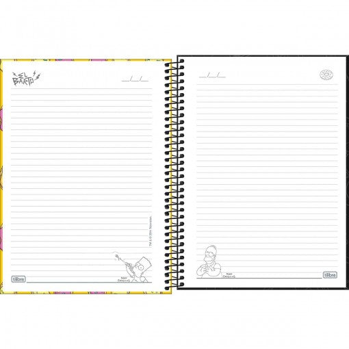 Caderno Espiral Capa Dura Universitário 10 Matérias Simpsons 160 Folhas - Fundo Preto - Basquete - Sortido