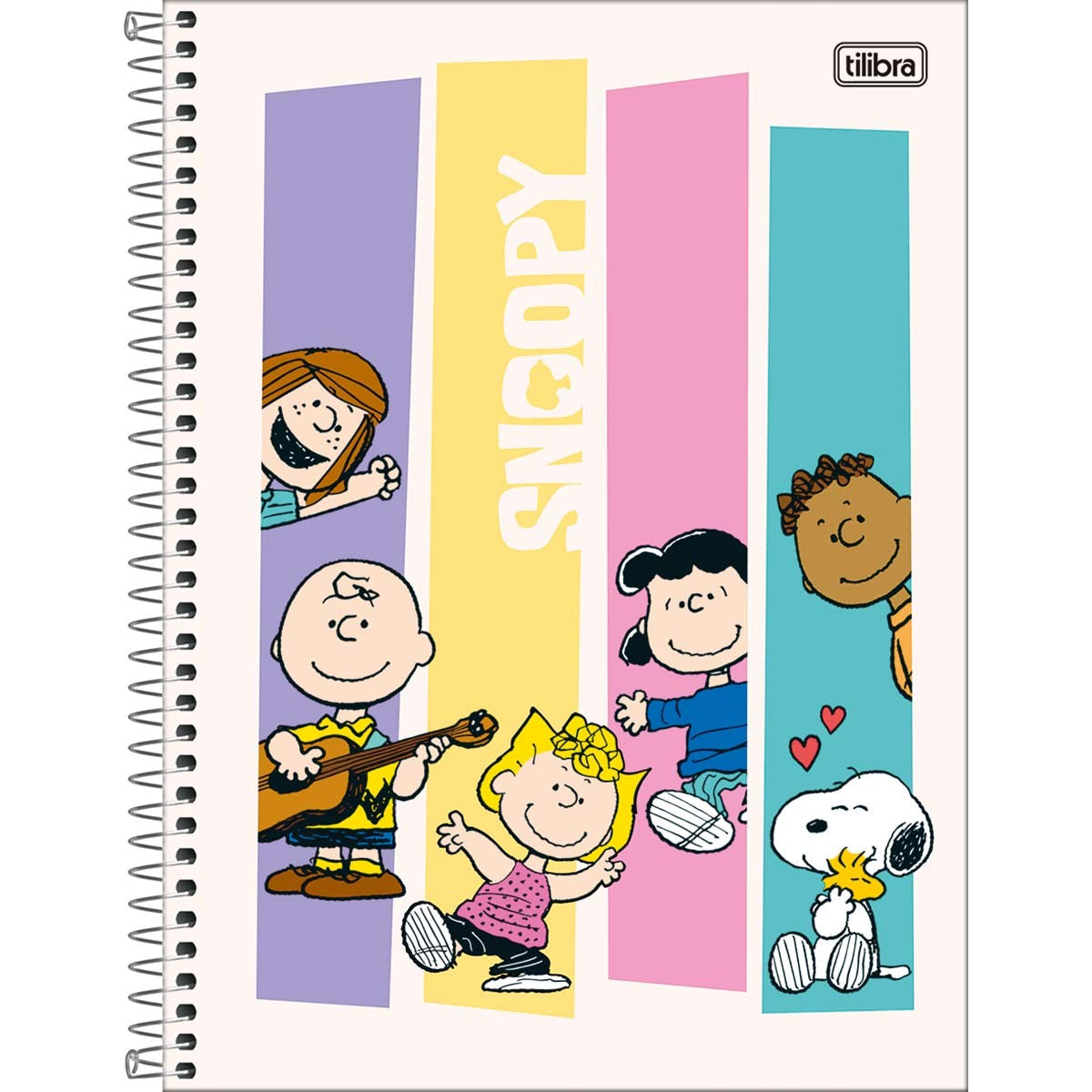 Caderno Espiral Capa Dura Universitário 10 Matérias Snoopy 160 Folhas - Colunas coloridas - Snoopy - Sortido