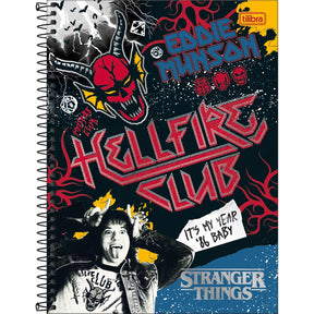 Caderno Espiral Capa Dura Universitário 10 Matérias Stranger Things 160 Folhas - Hellfire Club