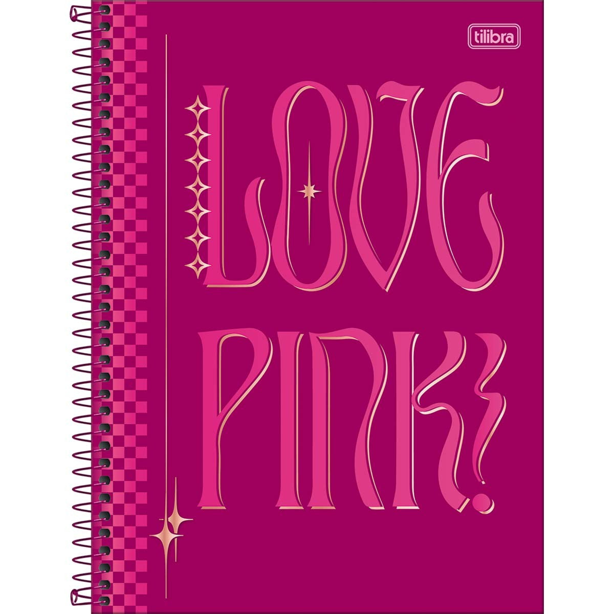 Caderno Espiral Capa Dura Universitário Connect 1 Matéria Love Pink 80 Folhas - Love Pink Fundo Pink Liso