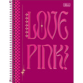 Caderno Espiral Capa Dura Universitário Connect 1 Matéria Love Pink 80 Folhas - Love Pink Fundo Pink Liso