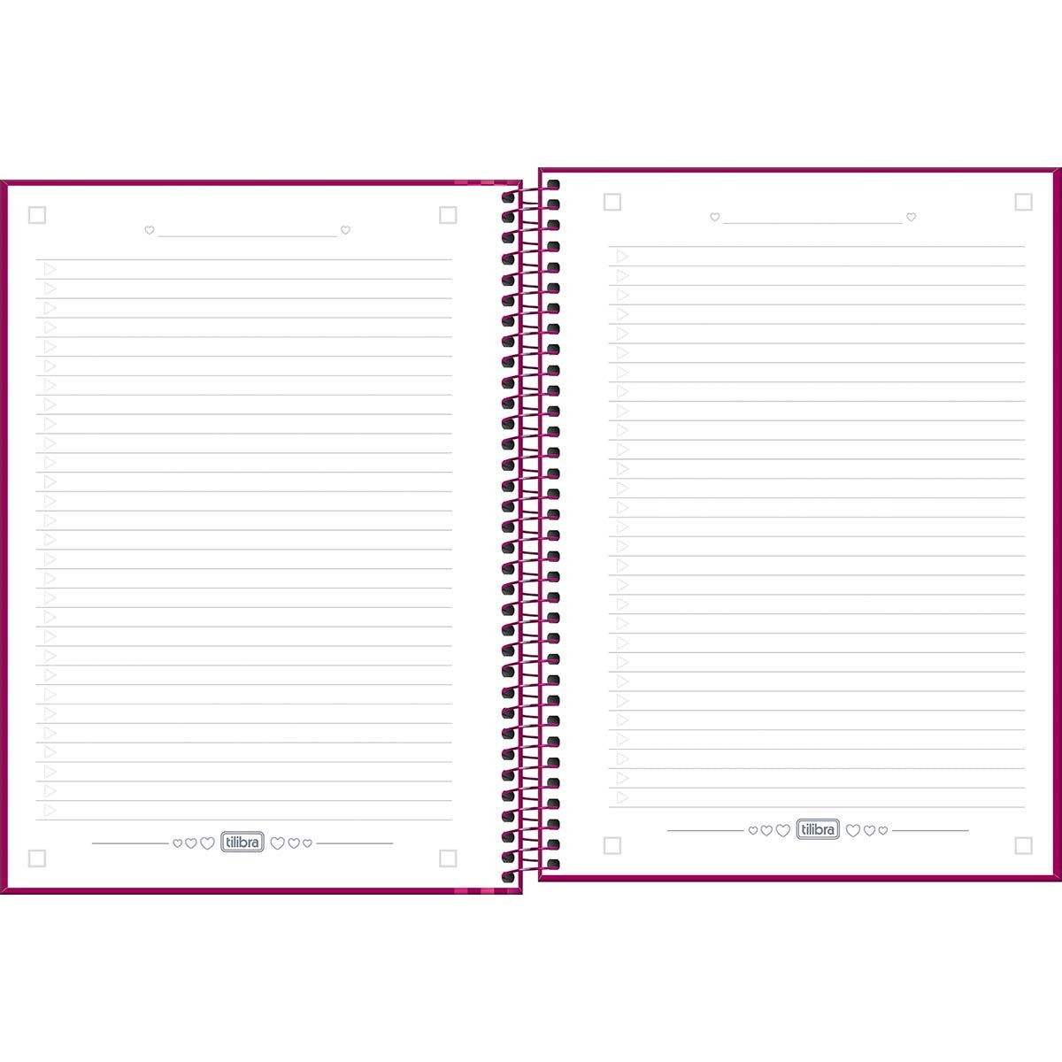 Caderno Espiral Capa Dura Universitário Connect 1 Matéria Love Pink 80 Folhas - Retângulos com Tons de Rosa