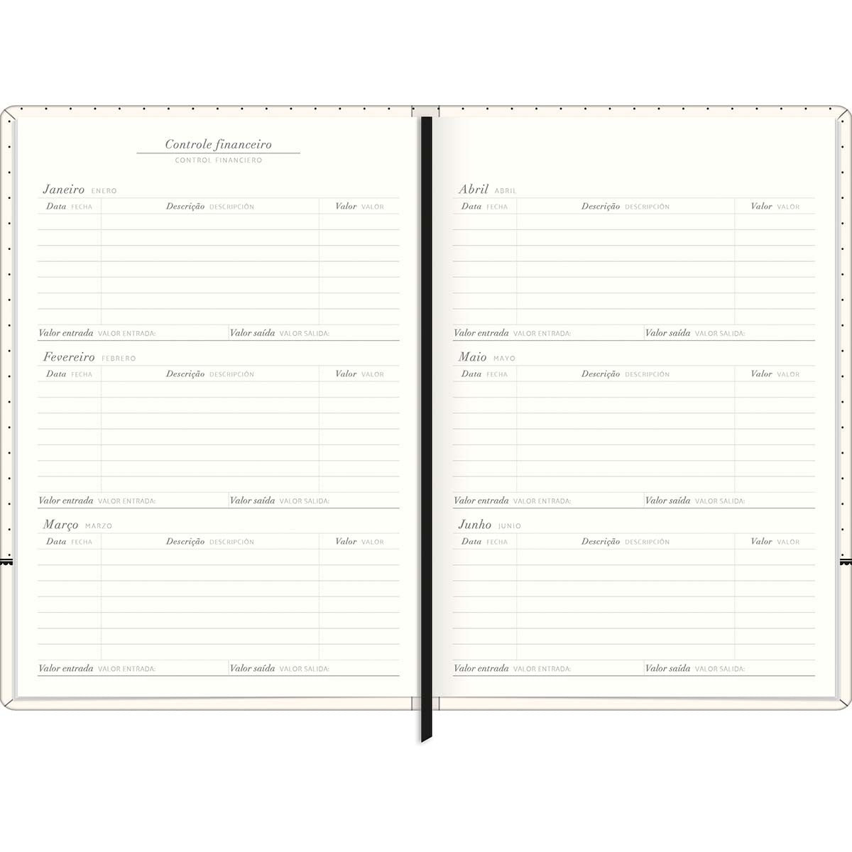 Planner Costurado 14,5 x 20,5 cm West Village 90 G 2025 - Listras Bege, Branca E Preta - Sortido