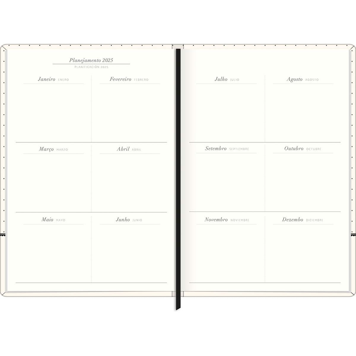 Planner Costurado 14,5 x 20,5 cm West Village 90 G 2025 - Listras Bege, Branca E Preta - Sortido