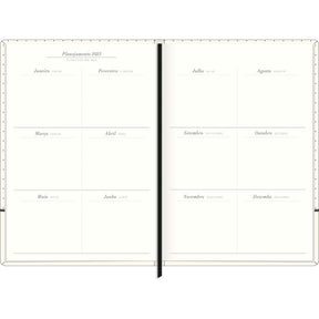 Planner Costurado 14,5 x 20,5 cm West Village 90 G 2025 - Listras Bege, Branca E Preta - Sortido