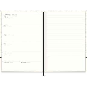 Planner Costurado 14,5 x 20,5 cm West Village 90 G 2025 - Listras Bege, Branca E Preta - Sortido