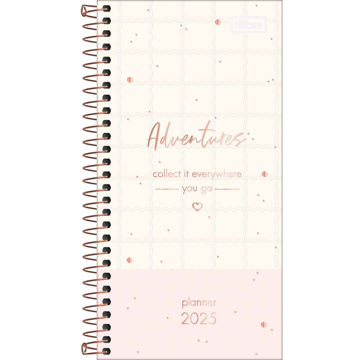 Planner Espiral 11,9 x 24 cm Soho 90 G 2025 - Xadrez E Faixa Rosa Adventures - Sortido