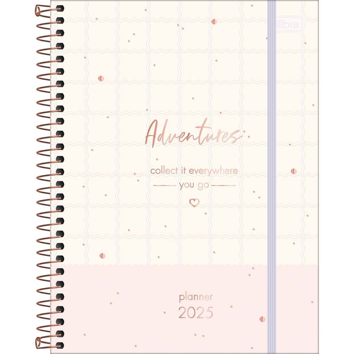 Planner Espiral 17,7 x 24 cm Soho 90 G 2025 - Xadrez E Faixa Rosa Adventures - Sortido