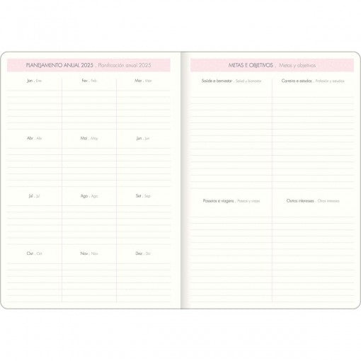 Planner Grampeado 17,8 x 25,4 cm Soho 90 G 2025 - Listras Lilás-Rosa Adventures - Sortido