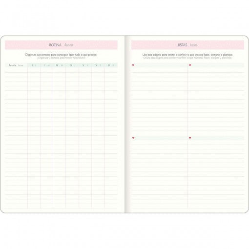 Planner Grampeado 17,8 x 25,4 cm Soho 90 G 2025 - Listras Lilás-Rosa Adventures - Sortido