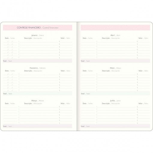 Planner Grampeado 17,8 x 25,4 cm Soho 90 G 2025 - Listras Lilás-Rosa Adventures - Sortido