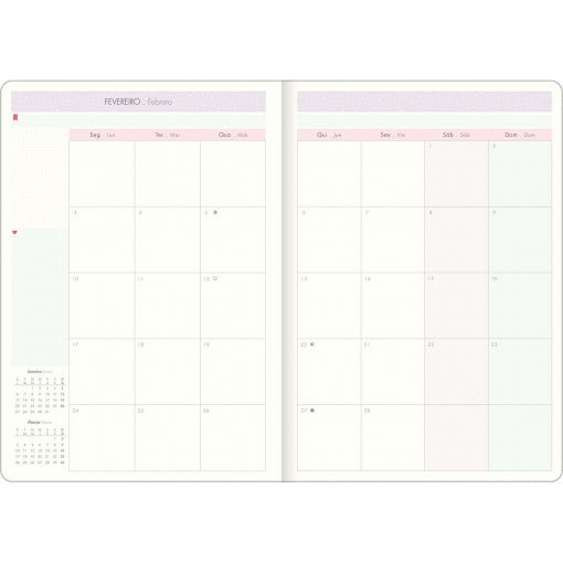 Planner Grampeado 17,8 x 25,4 cm Soho 90 G 2025 - Listras Lilás-Rosa Adventures - Sortido