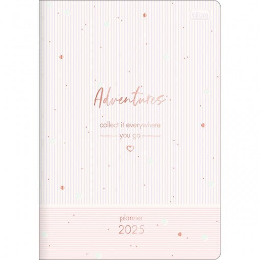 Planner Grampeado 17,8 x 25,4 cm Soho 90 G 2025 - Listras Lilás-Rosa Adventures - Sortido